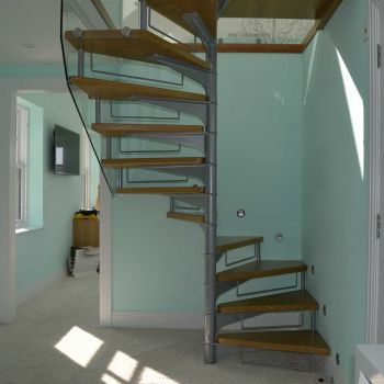 Escalier en colimaçon - SCANDINIAVIAN SQUARIALS - British Spirals & Castings - à marches en bois / structure en métal / traditionnel