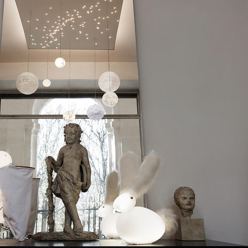 Sculpture en laiton - LAPIN - Semeur d'étoiles - en verre soufflé / à poser / professionnelle