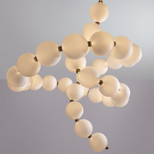 Lustre contemporain - VOLTIGE DE PERLES - Semeur d'étoiles - en verre / en laiton / professionnel