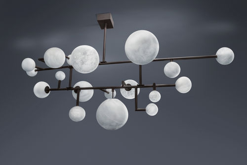 Lustre contemporain - EQUILIBRE  - Semeur d'étoiles - en verre / en laiton / professionnel