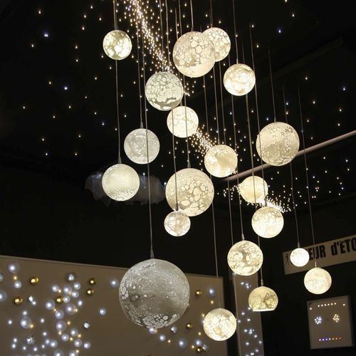 Lustre contemporain - LUNES - Semeur d'étoiles - en verre soufflé / professionnel / à boules