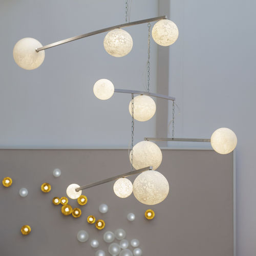 Lustre contemporain - LUNE MOBILE - Semeur d'étoiles - en verre soufflé / en métal / professionnel