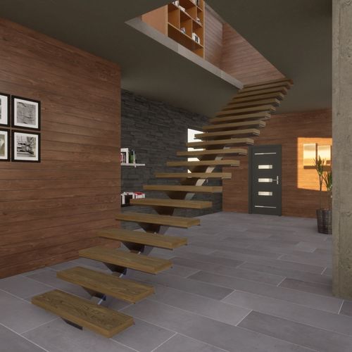 Escalier droit - KACENTRIK - KOZAC - quart tournant / demi-tournant / à marches en bois