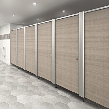 Cabine sanitaire en HPL - SYSTEM M - Venesta - en aluminium anodisé / pour WC / pour établissement public