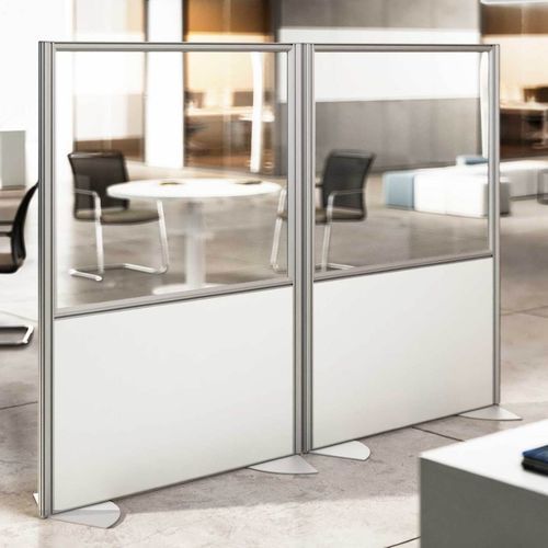 Séparateur de bureau sur bureau - ANTI COVID 19 - Styloffice S.p.a. - au sol / en verre / en aluminium anodisé