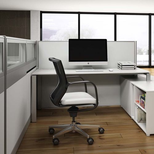 Séparateur de bureau au sol - KUBI - Styloffice S.p.a. - en tissu acoustique / en verre / en aluminium