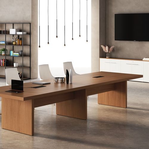 Table de réunion contemporaine - CHARISMA 4.0 - Styloffice S.p.a. - en noyer / bois / avec piètement en bois