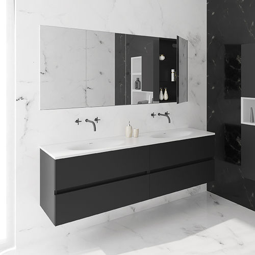 Meuble vasque double - AVIANO - RIHO - suspendu / en bois / contemporain