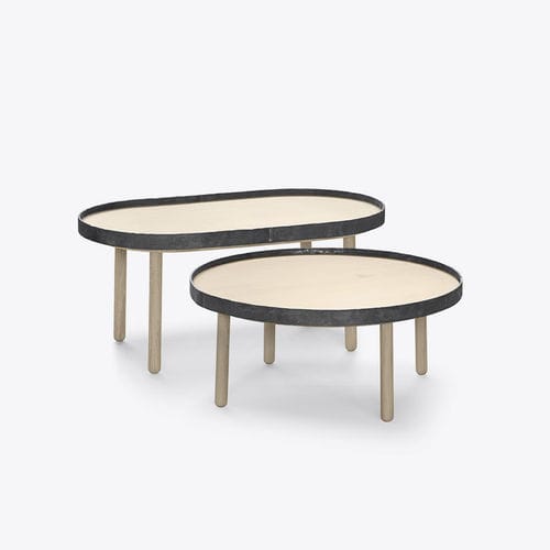 Table basse contemporaine - EGON - Alki - en chêne / en fer forgé / avec piètement en chêne