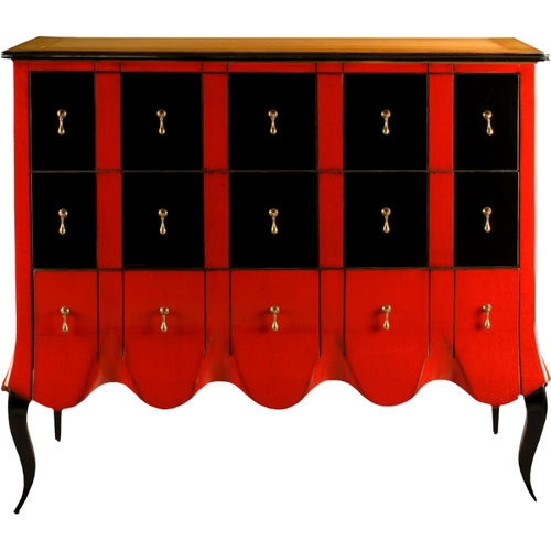 Commode de style - PARISIENNES : 52170  - LABARERE - en bois laqué / 3 tiroirs / rouge