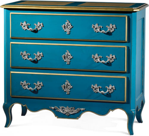 Commode de style Louis XV - CHEVERNY : 37011 - LABARERE - en bois laqué / 3 tiroirs / bleue