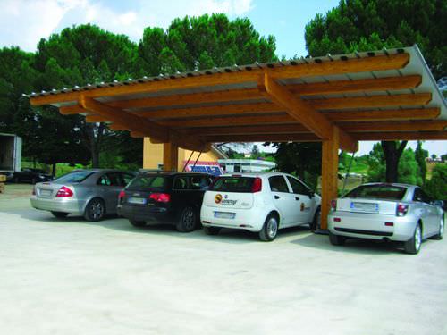 Abri de voiture professionnel - SUNCAR - SUNERG SOLAR - avec panneau solaire / en bois