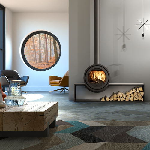 Poêle à bois - Dik Geurts - Odin Front, Plateau - DRU - 0 - 5 kW / 5 kW - 10 kW / au sol