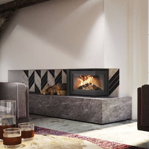 Insert de cheminée d'angle - Dik Geurts - Instyle Corner Slim 660/495 - DRU - à bois / en acier / contemporain