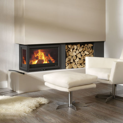 Insert de cheminée d'angle - Dik Geurts - Instyle Corner 660 High - DRU - à bois / en acier / contemporain