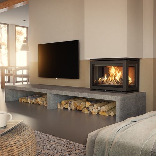 Insert de cheminée à 3 faces - Dik Geurts - Instyle Triple 660 Low - DRU - à bois / en acier / contemporain