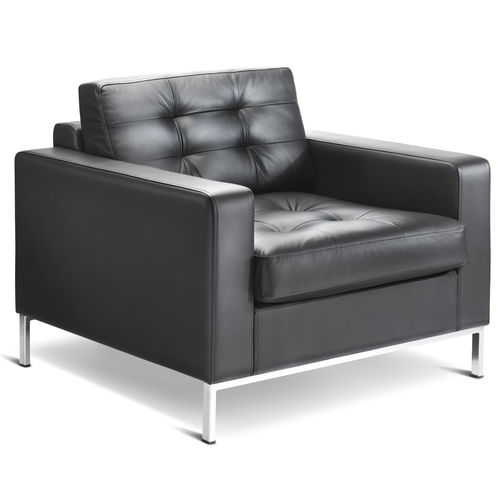 Fauteuil visiteur design minimaliste - CHECK - Connection - en cuir / noir / professionnel