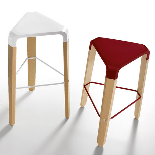 Tabouret de bar contemporain - PICAPAU : GPP1 - Connection - en plastique / en polycarbonate / avec piètement en hêtre