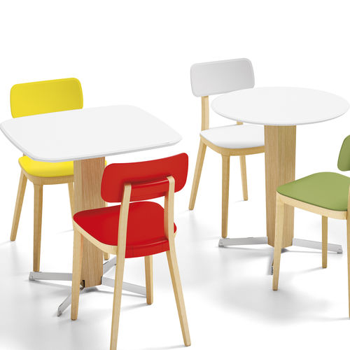 Table bistrot contemporaine - RETRO - Connection - en polypropylène / en hêtre / ronde