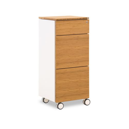 Caisson de bureau en bois - BAMBOO - Leuwico - à 3 tiroirs / à roulettes / à clé
