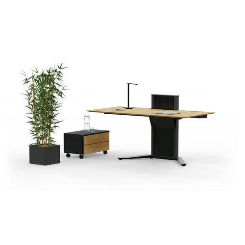 Bureau pour open space - HIGHONE - Leuwico - sur pied / contemporain / en placage de bois