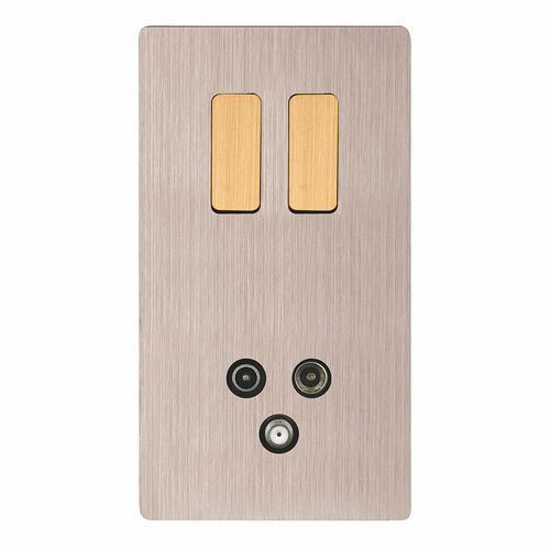 Interrupteur à bascule - M - MOD ELEC - encastré / double / en laiton