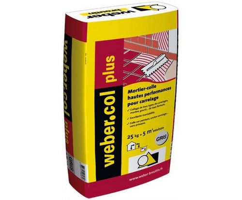 Mortier-colle de montage - WEBER.COL PLUS  - Weber Industries - pour carrelage / pour pavage / blanc