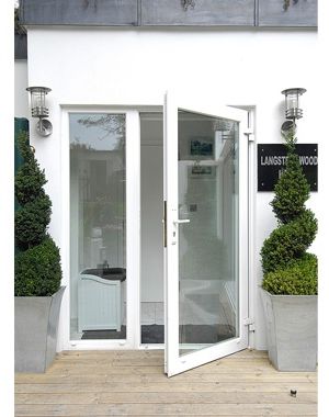 Porte d'entrée - SunParadise - en aluminium / battante / vitrée