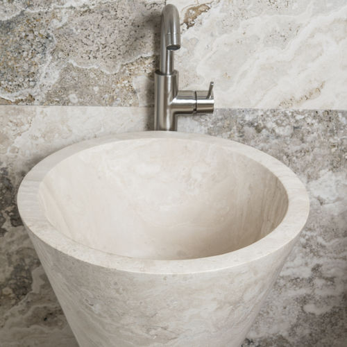 Vasque sur pied - CONO CH - PIETRE DI RAPOLANO PDR SRL - en travertin / conique / sans trou