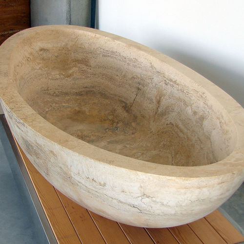 Baignoire ovale - OVALE - PIETRE DI RAPOLANO PDR SRL - à poser / en travertin