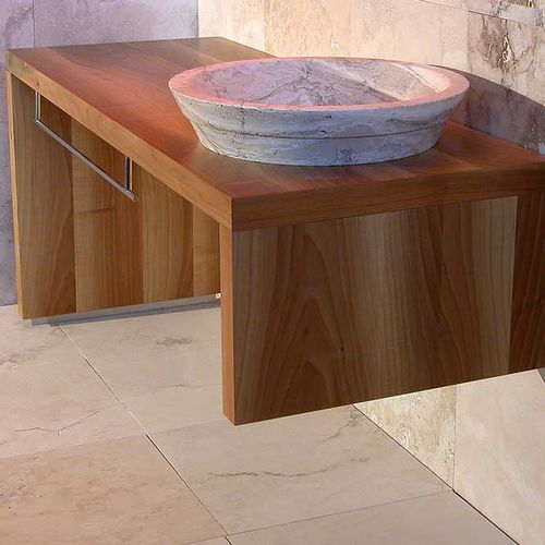Meuble vasque à poser - CASTELLINA - PIETRE DI RAPOLANO PDR SRL - en bois massif / en travertin / contemporain