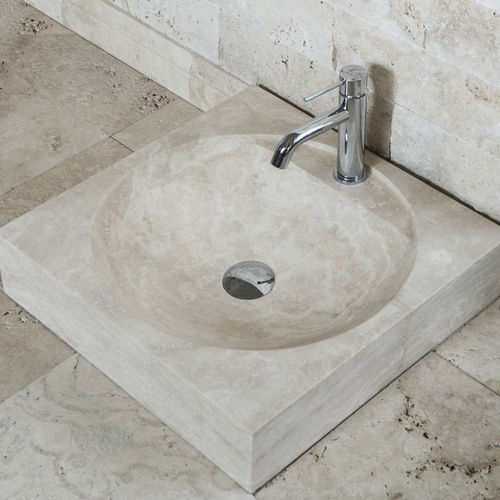 Vasque à poser - LINEAR - PIETRE DI RAPOLANO PDR SRL - en travertin / carrée / contemporaine