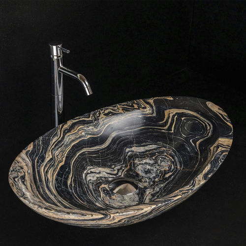 Vasque à poser - OVETTO NEW GOLD PICASSO - PIETRE DI RAPOLANO PDR SRL - en marbre / brillante / ovale