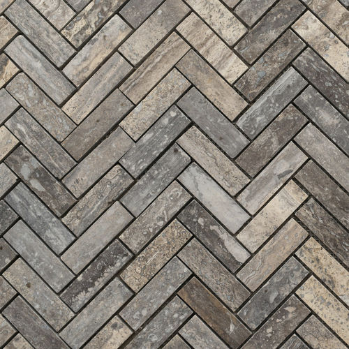 Mosaïque en travertin - SPINA PICCOLA BLACK  - PIETRE DI RAPOLANO PDR SRL - polie / lisse / antique