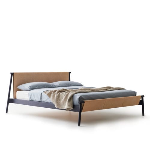 Lit double - Jack-e - Bolzan Srl-Società Benefit - contemporain / avec tête de lit en cuir / Fabriqué en Italie