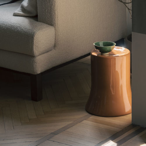 Table d'appoint contemporaine - IN GIRUM  - Bolzan Srl-Società Benefit - en céramique / avec piètement en céramique / ronde