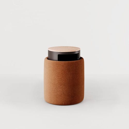 Pouf contemporain - ARES   - Bolzan Srl-Società Benefit - en cuir / en bois / en tissu