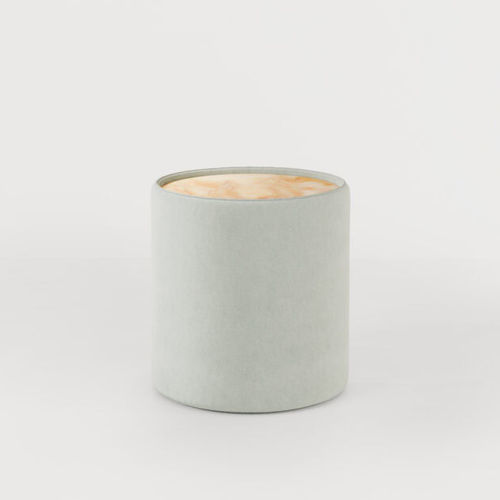 Pouf contemporain - EDITH   - Bolzan Srl-Società Benefit - en cuir / plaqué bois / en tissu