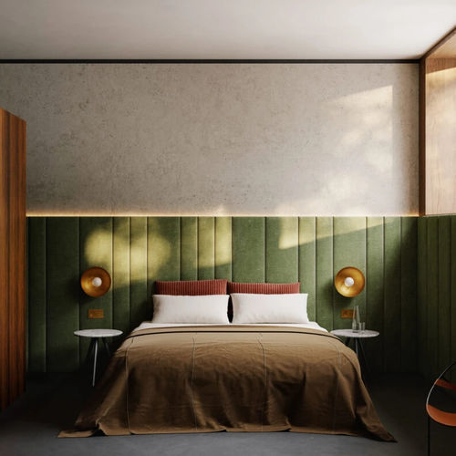 Panneau acoustique pour chambre d'hôtel - Bolzan Srl-Società Benefit - pour mur / en bois / en tissu