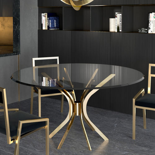 Table contemporaine - HARING - Ccastro Lighting - en laiton / avec piètement en laiton / ronde