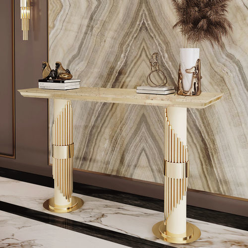 Console contemporaine - STREAMLINE - Ccastro Lighting - en métal doré / en marbre / avec piètement en laiton