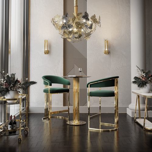 Chaise de bar contemporaine - HARP  - Ccastro Lighting - d'intérieur / en velours / avec piètement en laiton
