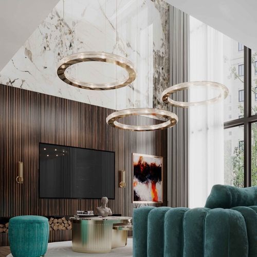 Lustre contemporain - ARIELLE  - Ccastro Lighting - en laiton plaqué or / 12 ampoules / professionnel