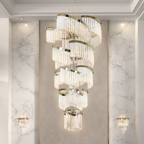 Lustre contemporain - TWIST - Ccastro Lighting - en verre / en laiton / professionnel
