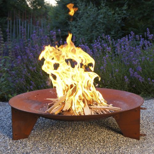 Brasero de jardin à bois - aura - keilbach design and products - en acier / rond / aspect rouille