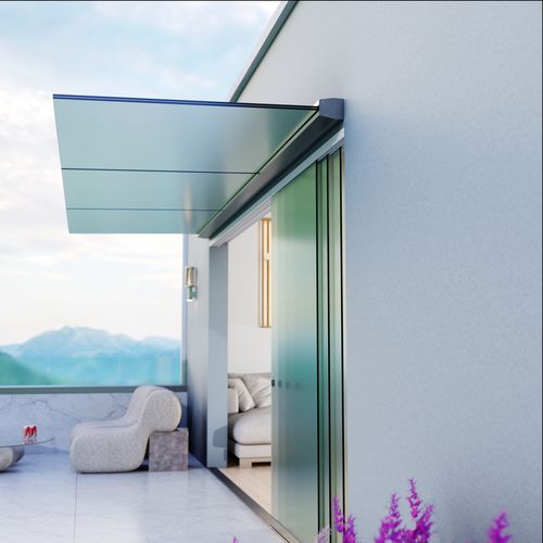 Auvent pour porte - LIBRA 2.0 - GFS Design - pour bâtiment tertiaire / aluminium / en verre