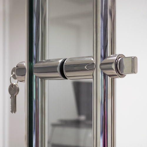 Poignée de tirage avec serrure intégrée - GFS Design - pour porte en verre / pour porte battante / en acier
