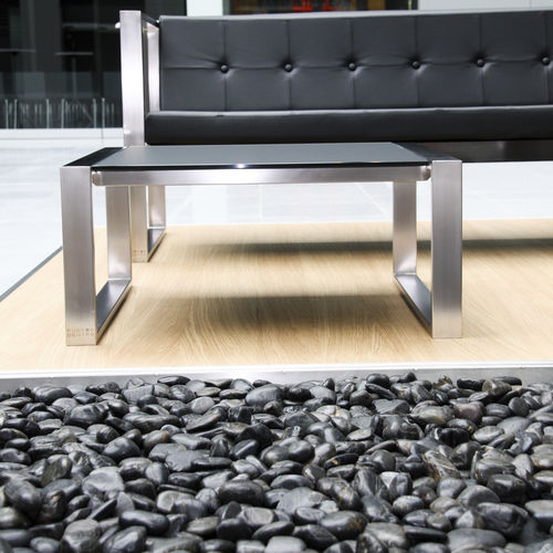 Table basse contemporaine - MESITA 45, 78 & 91 - FueraDentro - en verre trempé / en teck / en acier à revêtement par poudre