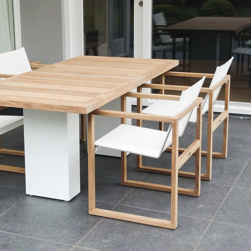 Chaise de jardin contemporaine - BUTAQUE TEAK - FueraDentro - d'extérieur / en tissu / en simili cuir