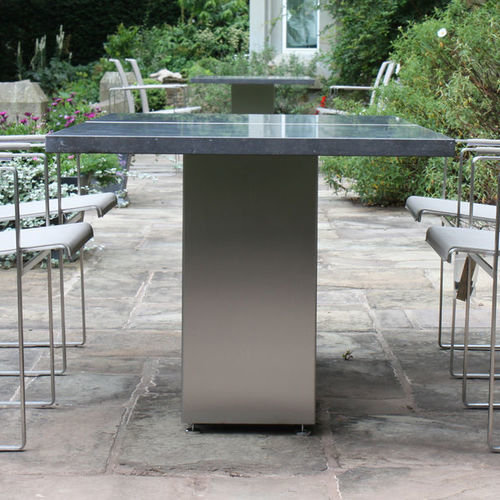 Table à manger contemporaine - DOBLE 160 & 180  - FueraDentro - en teck / en verre trempé / en pierre